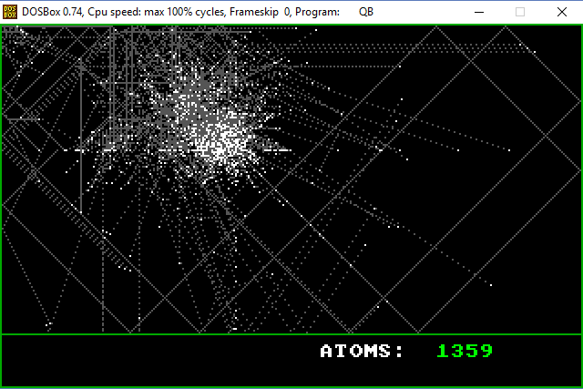 ATOM.BAS running in QuickBasic 4.5 inside DOSBox