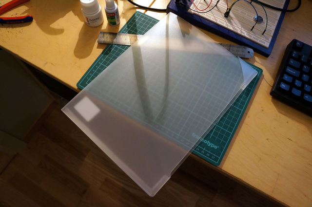 A transparent polypropylene folder I picked up at a local office supply store.